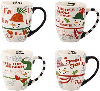 Topadorn Coffee Ceramic Mug Funny Christmas Porcelain Tea Cup 18oz., Set of 4