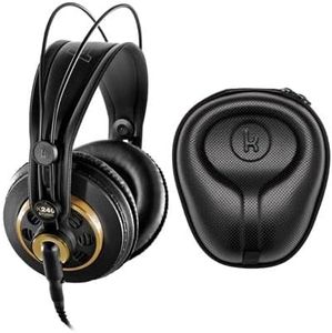 AKG K240 Studio Professional Semi-Open Over-Ear Stereo Headphones Bundle with Hard Shell Headphone Case (2 Items)