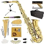 Mendini By Cecilio Alto Saxophone - E Flat Saxophones w/Case, Mouthpiece, Stand, Reeds & Cloths