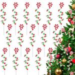 16 PCS 11.7 Inch Christmas Curly Pick Red Green White Christmas Ornament Candy Shape Christmas Tree Picks Christmas Tree Decorations for Xmas Tree Topper Xmas Party Supplies Home Vase Party Ornaments