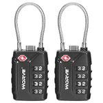 TSA Approved Cable Luggage Locks,Re-settable Combination with Alloy Body,TSA Approved Luggage Travel Lock for School Gym Locker, Luggage Suitcase Baggage Locks, Filing Cabinets(Black, 2 Pack)