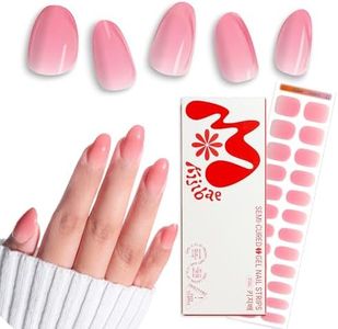 Semi Cured Gel Polish Strips | 24pc UV LED Required Wraps | Gift Peel and Stick Nails | Coquette DIY Home Manicure | Press On Alternative (Rose Milk Tea)