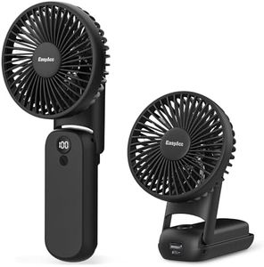 EasyAcc 3 IN 1 Hand Fan,Portable Fan for Travel,10000mAh Battery Handhedl Fan [Ultra Quiet Powerful]-5 Speeds/Backup Power/SOS Light/Digital Display/Lanyard- for Travel/Cruise/Summer/Concerts Black