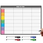 TMS A4 Magnetic Weekly Planner Whiteboard for Fridge | Dry Wipe Meal Planner, Calendar or Memo Board | Plan Family or Business Tasks | Dry Erase to Do List Magnet | with 4 Dry Erase Pens [30 x 21cm]