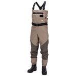 Bassdash Men’s Breathable Lightweight Chest and Waist Convertible Waders for Fishing and Hunting, Stocking Foot and Boot Foot Waders Available in 7 Sizes