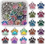 Craftdady 32pcs Cat Dog Paw Enamel Pendants Animal Footprint Chunk Floating Charms with Jump rings Lobster Claw Clasps for Jewelry Crafts Making