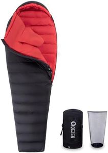 QEZER Ultralight Down Sleeping Bag for Adults with 600 Fill Power, Compact Sleeping Bag with Compression Sack for Backpacking, Hiking and Camping (Black 10 Degree F)