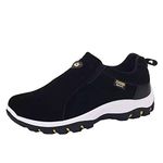 Trainers Mens Black - Hands-Free Slip-On Men Walking Shoes - Men Outdoor Hiking Sneakers, Breathable Men Running Shoes Black Loafers Shoes for Men Lightweight Work Trainers Breathable