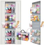 Katech Hanging Yarn Storage Organizer, Over The Door Storage w/Large Capacity Knitting Bag, Yarn Organizers with 6 Zipper Closure Compartments & Detachable Crochet Bag for Yarns Enthusiasts