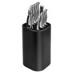 Qoosea Knife Block Holder Without Knives Knife Holder Easy Cleaning Detachable Knife Storage Space Saver with Scissors Slot Sharpening Bar Slot Black