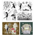 INFUNLY Fairy Clear Stamps Flower Elves Clear Stamps for Card Making Plant Angel Clear Rubber Stamps for Holiday Card Making DIY Scrapbooking Transparent Stamps Silicone Stamps Photo Album Crafting