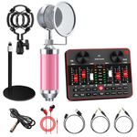 tenlamp 3.5mm Studio Condenser Microphone and G1 Audio interface, Audio Mixer with Sound Card, Podcast Equipment Bundle for PC Recording Gaming Live Streaming Podcast (G1-T1)