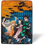 Demon Slayer Oversized Plush Throw Blanket | Cozy Sherpa Cover for Sofa, Bed | Super Soft Fleece Blanket | Official Anime Manga Collectible | 45 x 60 Inches