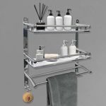 Well Set Bathroom Shelf Single Layer Bottle Holder Shampoo Stand Multi Purposes Stainless Steel Wall Shelf… (Large)