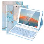 SOPPY Keyboard Case for iPad 9.7 inch, Detachable keyboard Case for iPad 6th Generation,iPad 5th Generation, iPad Pro 9.7 inch, iPad Air 2/1,Wireless Keyboard Case, Built-in Pencil Slot- Blue Marble