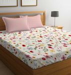 LOOMLYFE XXL Microfiber Soft Cotton Super King Size Bedsheet for Double Bed, King Size 108 Inches X 108 Inches, 9 Feet, 275 X 275 cm with 2 Large Size Pillow Covers Without Joint -RedPinkFlowers