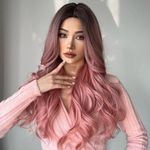 QUEENTAS 24Inch Pink Hair Wig for Women Full Head Long Wavy Curly Synthetic Wigs for Cosplay Diwali