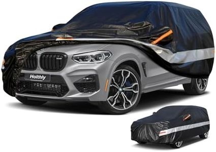 Holthly 10 Layers Car Cover Waterproof All Weather for SUV,100% Waterproof Outdoor Car Covers Rain Snow UV Dust Protection. Custom Fit for BMW X3, Audi Q5, Nissan Rogue, Chevy Equinox,etc