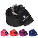 AQF Yoga Strap 1.8M, 2.4M, 3M Soft Cotton Leg Stretcher with D-Ring Buckle Adjustable Fitness Belt for Leg Stretching & Body Stretch Band (Black, 1.8M)