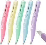 THINKLEARN 2-in-1 Staple Remover Tool and Box Cutter, Retractable Utility Knife with Safety Lock & Staple Puller Remover Tool for Office, School, Teacher Supplies, Pastel Colors, 5 Pack