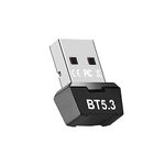 Bluetooth Adapter for PC, 5.3 Bluetooth Dongle for pc Windows 11/10/8.1, Plug & Play USB Bluetooth Adapter for Keyboard/Mouse/Headphone/Speakers/Printer/Game Controllers