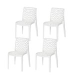 Supreme Web Plastic Chair,Set of 4,Milky White