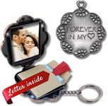 Birthday Gifts for Men - Forever in My Heart Locket with Love Letter and Picture Frame - Personalized Romantic Gifts for Him - Husband Boyfriend Who Have Everything - Cool Car Keychain, Vintage Silver