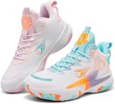 KIUSMETY Basketball Shoes for Womens Mens Fashion Comfortable Volleyball Sneakers Breathable High Top Non Slip Outdoor Sport Woman Man Shoe Greenpink Size 6