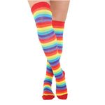 Crazy Chick New Ladies Girls Stripe Stripy Striped Over The Knee Thigh High Long Socks Assorted Colours UK Size 4-6 (Rainbow)