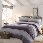 Fusion - Purple Wide Stripe Duvet Cover - King Bedding Size (230 x 220cm) - 100% Brushed Cotton - Contemporary Stripe Duvet Cover in Purple - Purple Plum Bed Set - Betley Brushed Cotton Collection