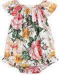 Simplee kids Baby Girls Summer Romper Onesie Infant Newborn Floral Ruffled Sleeveless Bodysuit