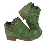 Momolaa Womens Soft Leather Zipper Ankle Boots Low Heel Fashion Womens Shoes Platform Boots Cowboy Boots For Women Boots For Women Size 4 Green