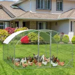 GarveeLife Large Metal Chicken Coop, Dome Shape Chicken Coop with Upgrade Tri-Supporting, Chicken Coop Run with Waterproof and Anti-UV Cover (13.1'L x 9.8'W x 6.6'H)