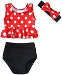 Magic Park 0M-3T Infant Girl Bikini Set Baby Vest Bathing Suit Toddler Girls 3 Piece Swimwear Beach Outfits with Headband (12-18 Months, Red Dot Black)