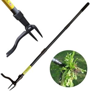 Rocklin™ Stand Up Weed Puller Tool - 4 Claw Steel Head - 48 inch Handle - 100% Metal - Easily Remove Weeds Without Bending or Kneeling (WeedPuller2.0)