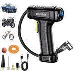 Nestling Tyre Inflator Air Compressor, Cordless Car Tyre Inflator 12V, Protable Car Tyre Pump,150PSI Auto Shut Off Tyre Inflator with LED Light & 4 Nozzles Suitable for Motorcycle Bicycle Ball