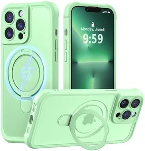 MOCCA Design for iPhone 13 Pro Case with Magnetic Invisible Stand [Full Camera Protection] [Compatible with Magsafe] Military Drop Shockproof Translucent Matte Phone Case Cover 6.1",Matcha Green