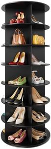 SpaceAid 7 Tier Rotating Shoe Rack Tower, Spinning Shoe Display Lazy Susan, Revolving 360 Shoe Rack Storage Round Carousel, Vertical Handbag Rotate Shoes Closet Organization (7-Tier Black)