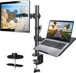 HUANUO Monitor Arm with Laptop Tray for 13 to 32 Inch Screen & 17 Inch Notebook, Monitor and Laptop Stand, Monitor Arm Desk Mount Fits VESA 75/100