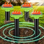 4PCS Mole Repellent for Lawns, Ultrasonic Mole Repellent Solar Powered, IP66 Waterproof Mole Groundhog Repellent, Sonic Mole Repeller for Yard Garden Lawns, Mole Deterrent Outdoor