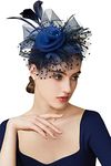 BABEYOND Fascinator Hats for Women Tea Party Hat Kentucky Fascinators Headband Derby Hats Wedding Dark Blue