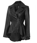 Black Leather Jacket For Women - Real Lambskin Leather Motorcycle Jackets | [1314433] Clarissa Peplum Black, M