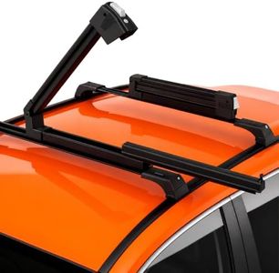 Erkul Ski Rack for Car Roof with Sliding Extension - 35" Universal Ski & Snowboard Rack with Lock | Holds 6 Pairs of Skis or 4 Snowboards - Fits All Types of Cross Bars-Black