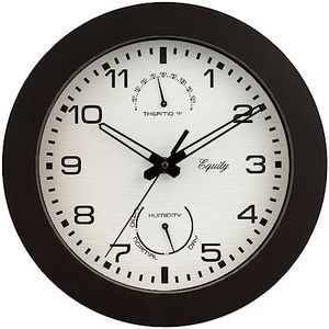 Equity by La Crosse 10 Inch in/Out Brown Wall Clock with Thermometer and Hygrometer (29005)