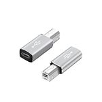 QIANRENON USB C Female to USB B Printer Adapter Type C to Midi Male Adapter for Printer MIDI Electric Piano Synthesizer and More Type-C Device/Laptop 2pcs Gray