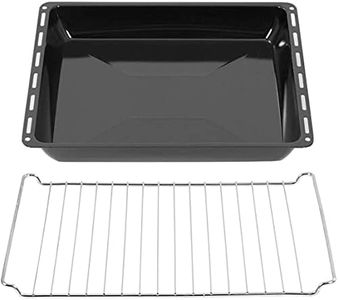 ICQN Juego de bandejas y rejilla de horno de 42,2 x 37 cm, 4,5 cm de profundidad esmaltada y cromada para horno y horno, resistente a arañazos y inoxidable, 42,2 x 37 x 4,5 cm