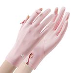 PALAY Spandex Uv Sun Protection Gloves Women Non-Slip Touch Screen Gloves, Summer Ice Silk Cool Gloves, Outdoor Breathable Sun Gloves For Cycling Fishing - Pink