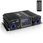Romicta 4 Channel Bluetooth 5.0 Home Audio Amplifier, 50Wx4, Max 1200W HiFi Stereo Power Amplifier USB, SD, FM Class D Speaker Amp for Home Theater Karaoke, with Power Adapter & Remote Control