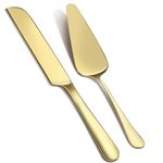 GIEBYIE Cake Cutting Set for Wedding, 2PC Cake Knife and Server Set, Stainless Steel Cake Serving Set, Premium Thickened Cake Cutter and Pie Spatula for Wedding, Birthday, Christmas, Anniversary, Gold