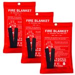 Altfun Fire Blanket Fire Suppression Blanket for People Fiberglass Fire Blanket for Emergency Surival Fire Guardian Blanket for House, Kitchen,Camping,Grill,Car,Welding Energency Safety (3 Pack)